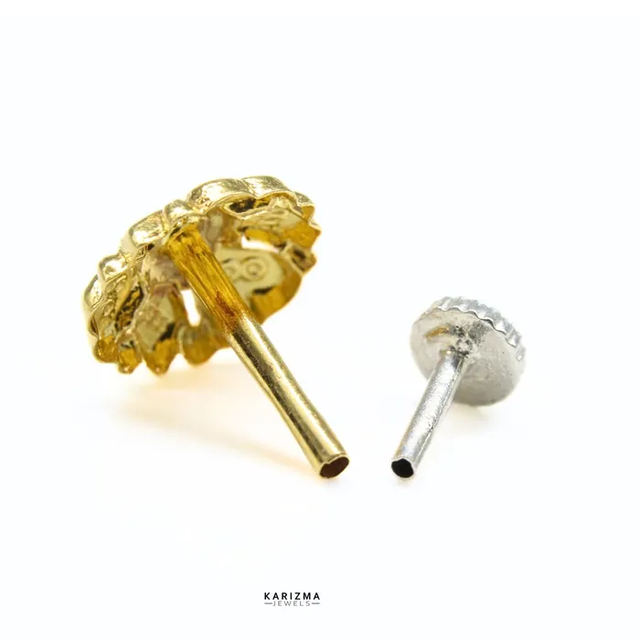 Karizma Jewels Rings Statement Ethnic 18K Real Gold Indian Women Nose stud nose ring Push Pin