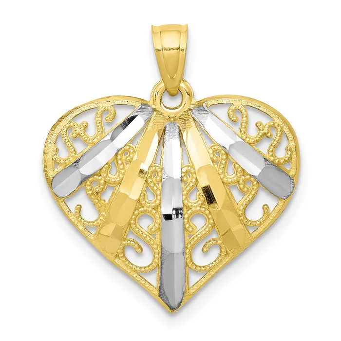 Necklaces 10K wRhodium DiamondCut Filigree Heart PendantWBC10C944 WB Choice Jewelry Necklaces 10K wRhodium DiamondCut Filigree Heart PendantWBC10C944 WB Choice Jewelry
