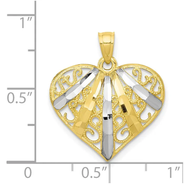 Necklaces 10K wRhodium DiamondCut Filigree Heart PendantWBC10C944 WB Choice Jewelry Necklaces 10K wRhodium DiamondCut Filigree Heart PendantWBC10C944 WB Choice Jewelry