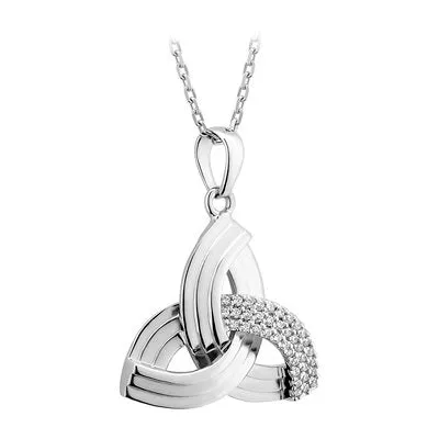 Necklaces Celtic Collections Silver Crystal Edge Trinity Knot Pendant