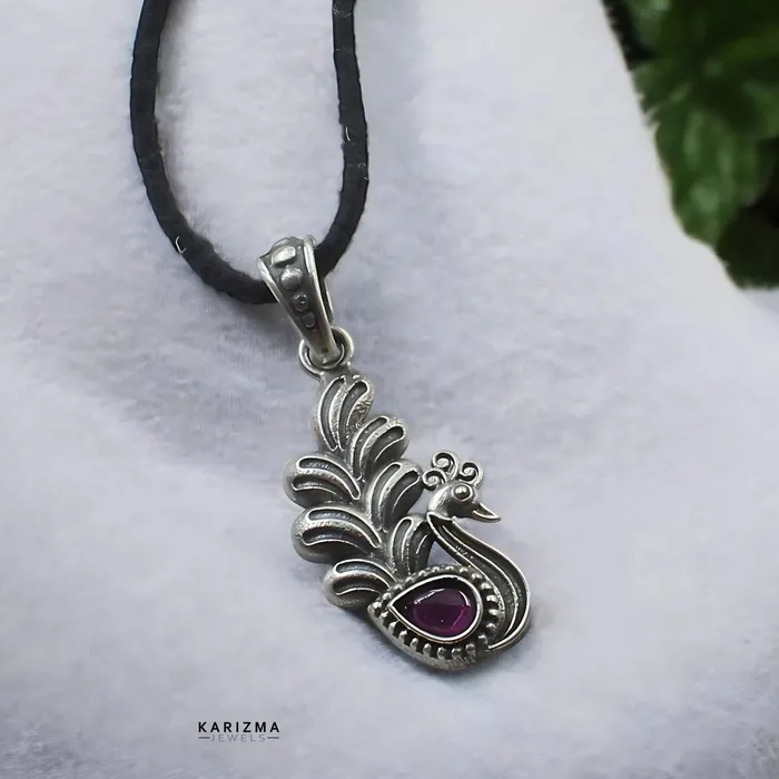 Necklaces Karizma Jewels Peacock Design 925 Sterling Silver Pink CZ Oxidized Women Excellent gifting Pendant Necklaces Karizma Jewels Peacock Design 925 Sterling Silver Pink CZ Oxidized Women Excellent gifting Pendant