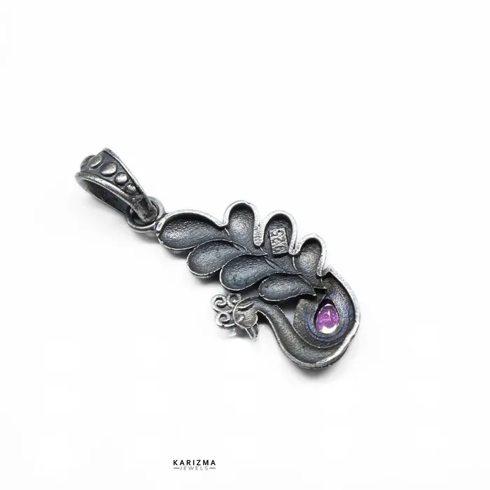 Necklaces Karizma Jewels Peacock Design 925 Sterling Silver Pink CZ Oxidized Women Excellent gifting Pendant