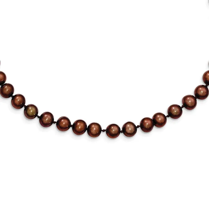 Necklaces Sterling Silver Rhplated 67mm Brown FW Cultured Pearl NecklaceWBCQH481720 WB Choice Jewelry Necklaces Sterling Silver Rhplated 67mm Brown FW Cultured Pearl NecklaceWBCQH481720 WB Choice Jewelry