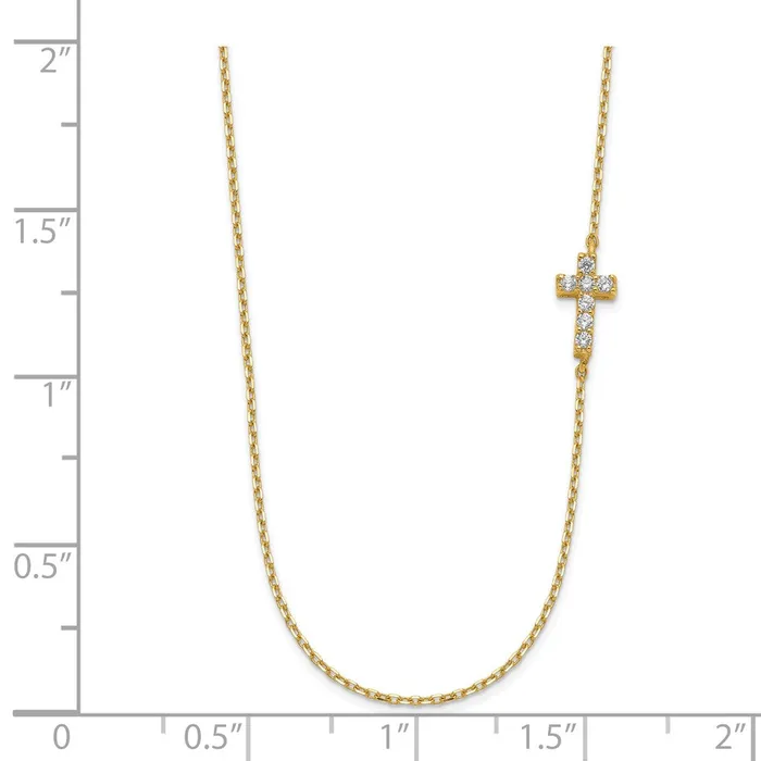 Necklaces WB Choice Jewelry 14K Small Cross CZ with 2IN EXT NecklaceWBCSF277518 Necklaces WB Choice Jewelry 14K Small Cross CZ with 2IN EXT NecklaceWBCSF277518