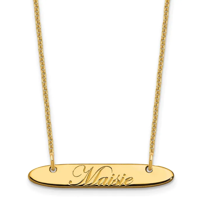 Necklaces WB Choice Jewelry 14K Small Polished Oblong Edwardian Script Bar NecklaceWBCXNA1216Y Necklaces WB Choice Jewelry 14K Small Polished Oblong Edwardian Script Bar NecklaceWBCXNA1216Y
