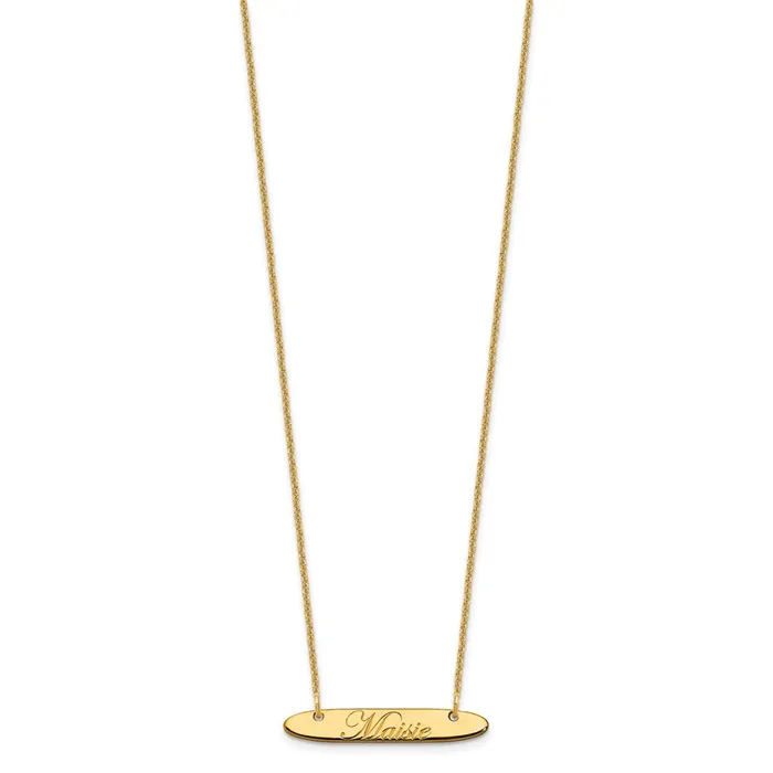Necklaces WB Choice Jewelry 14K Small Polished Oblong Edwardian Script Bar NecklaceWBCXNA1216Y