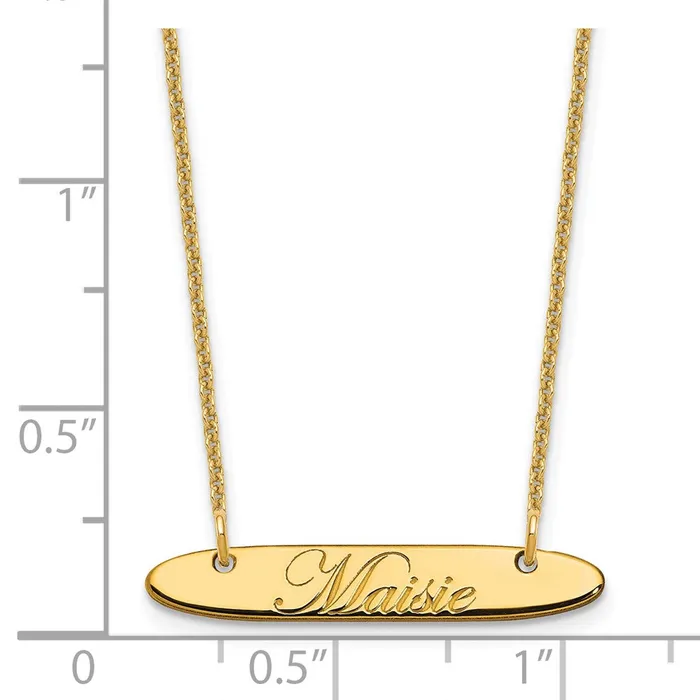 Necklaces WB Choice Jewelry 14K Small Polished Oblong Edwardian Script Bar NecklaceWBCXNA1216Y