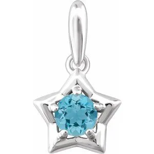 Necklaces WB Choice Jewelry 14K White 3 mm Round March Youth Star Birthstone Pendant653418608PSTWBC Necklaces WB Choice Jewelry 14K White 3 mm Round March Youth Star Birthstone Pendant653418608PSTWBC