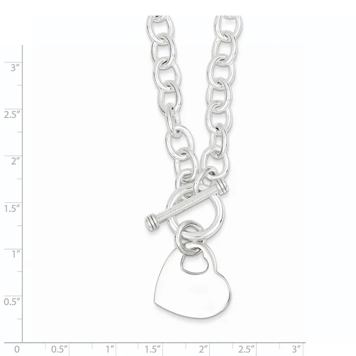 Necklaces WB Choice Jewelry Sterling Silver Engraveable Heart Disc on Fancy Link Toggle NecklaceWBCQG115318 Necklaces WB Choice Jewelry Sterling Silver Engraveable Heart Disc on Fancy Link Toggle NecklaceWBCQG115318