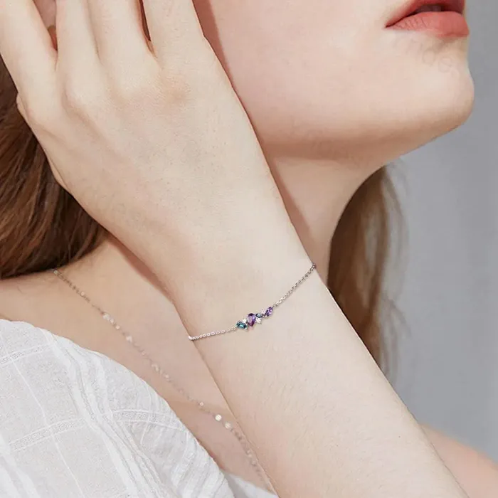PENFINE Bracelets Elegant Pear Shaped Amethyst Bracelet MultiStone Baguette Alexandrite Lobster Claw Bracelet Silver Gold Art Deco Anniversary Gift for Women PENFINE Bracelets Elegant Pear Shaped Amethyst Bracelet MultiStone Baguette Alexandrite Lobster Claw Bracelet Silver Gold Art Deco Anniversary Gift for Women
