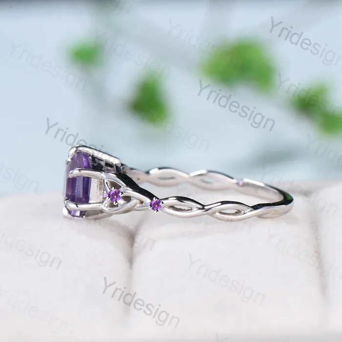 PENFINE Rings Unique Celtic Love Knot Amethyst Engagement Ring Vintage Norse Viking Purple Stone Cluster Wedding Ring For Women Handmade Promise Ring PENFINE Rings Unique Celtic Love Knot Amethyst Engagement Ring Vintage Norse Viking Purple Stone Cluster Wedding Ring For Women Handmade Promise Ring