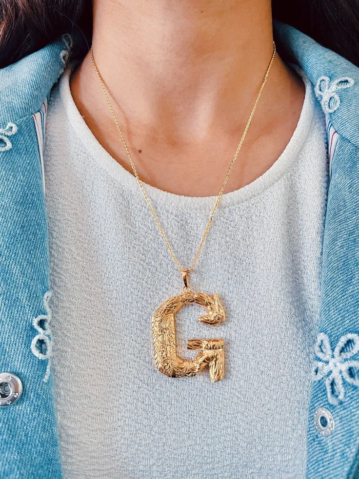 PRERTO ECOMMERCE PRIVATE LIMITED Necklaces Iniziale Gold Charm Necklace