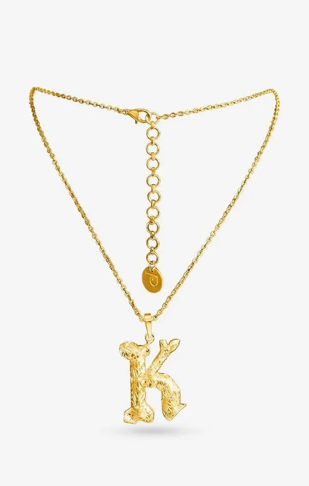 PRERTO ECOMMERCE PRIVATE LIMITED Necklaces Iniziale Gold Charm Necklace