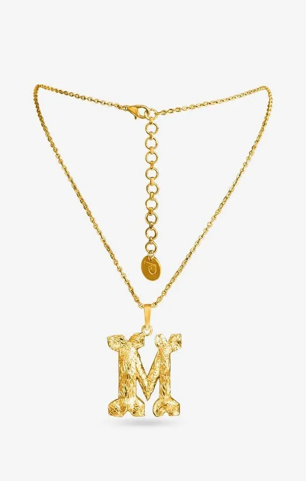 PRERTO ECOMMERCE PRIVATE LIMITED Necklaces Iniziale Gold Charm Necklace