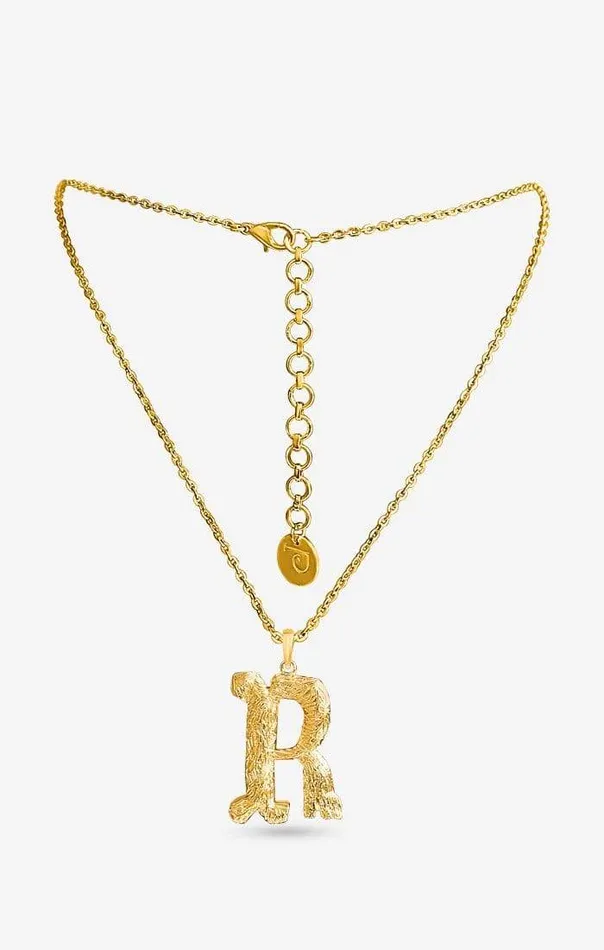 PRERTO ECOMMERCE PRIVATE LIMITED Necklaces Iniziale Gold Charm Necklace
