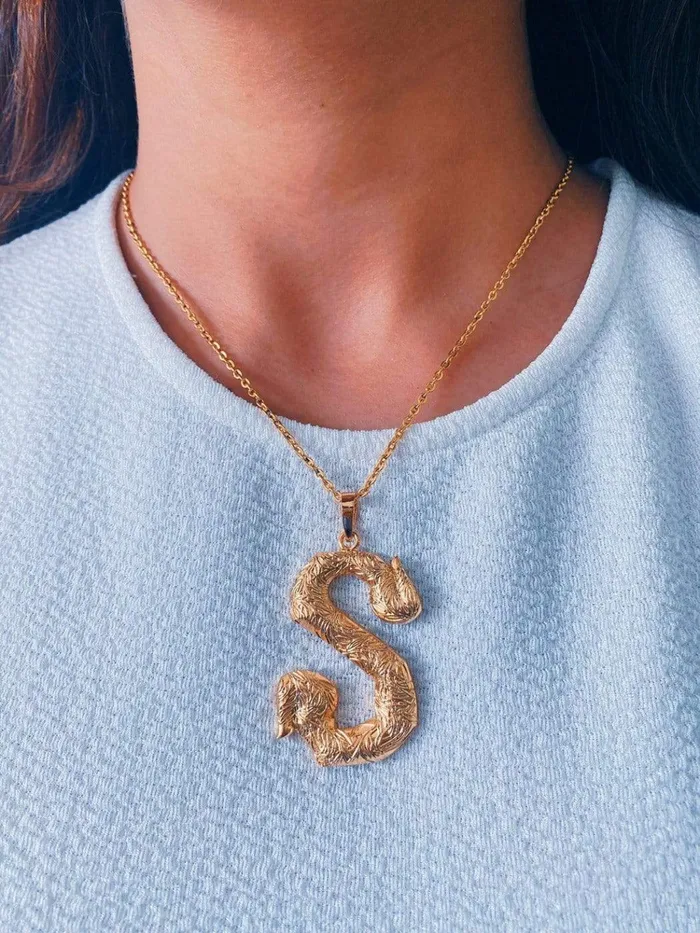 PRERTO ECOMMERCE PRIVATE LIMITED Necklaces Iniziale Gold Charm Necklace