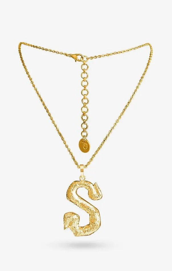 PRERTO ECOMMERCE PRIVATE LIMITED Necklaces Iniziale Gold Charm Necklace