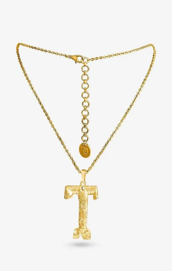 PRERTO ECOMMERCE PRIVATE LIMITED Necklaces Iniziale Gold Charm Necklace