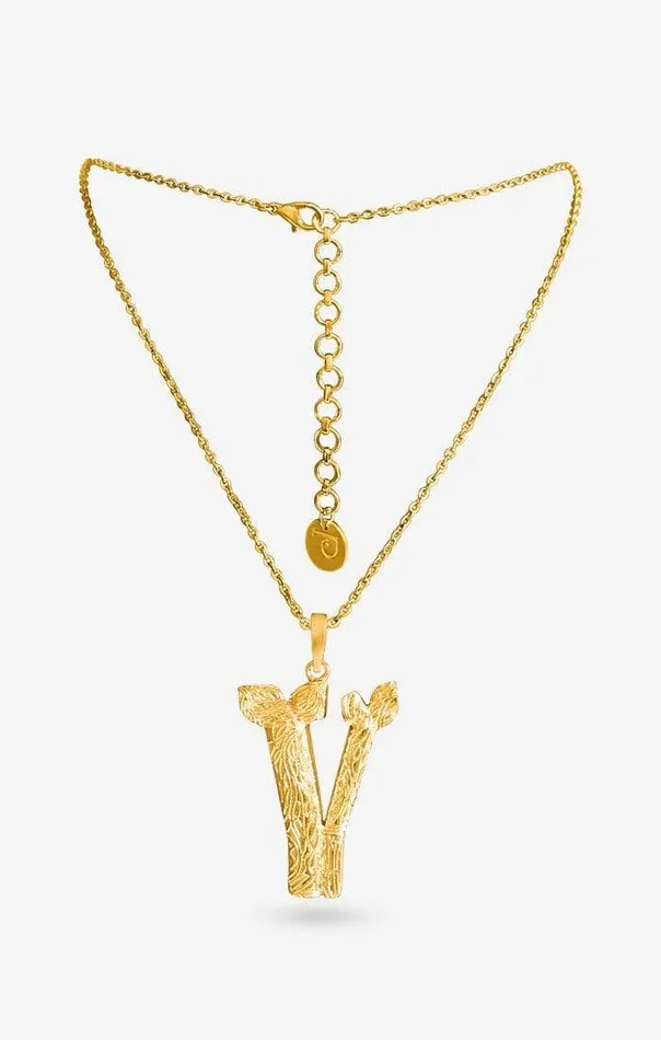 PRERTO ECOMMERCE PRIVATE LIMITED Necklaces Iniziale Gold Charm Necklace