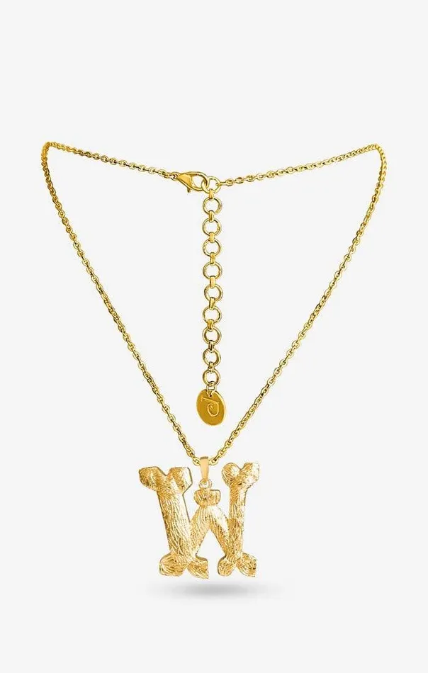 PRERTO ECOMMERCE PRIVATE LIMITED Necklaces Iniziale Gold Charm Necklace