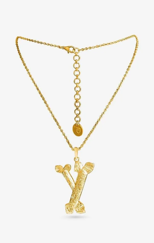 PRERTO ECOMMERCE PRIVATE LIMITED Necklaces Iniziale Gold Charm Necklace