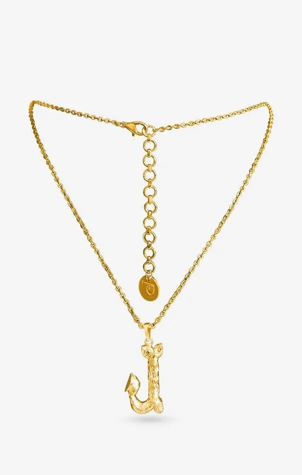 PRERTO ECOMMERCE PRIVATE LIMITED Necklaces Iniziale Gold Charm Necklace