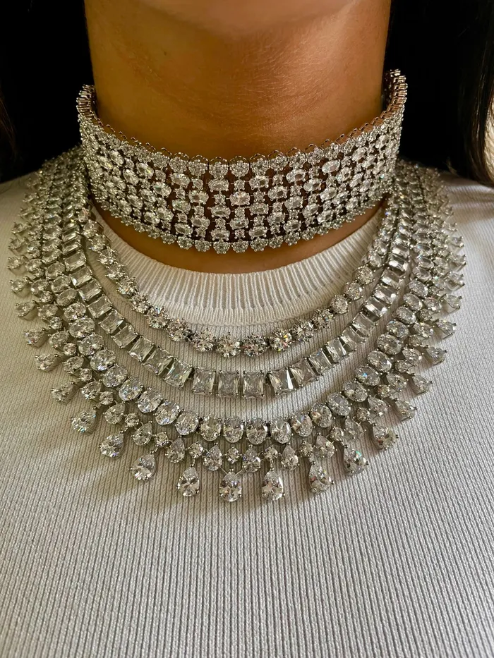 PRERTO ECOMMERCE PRIVATE LIMITED Necklaces Maharani Megan Dimonte 4 Layer Diamonte Necklace Set Necklace Earrings PRERTO ECOMMERCE PRIVATE LIMITED Necklaces Maharani Megan Dimonte 4 Layer Diamonte Necklace Set Necklace Earrings