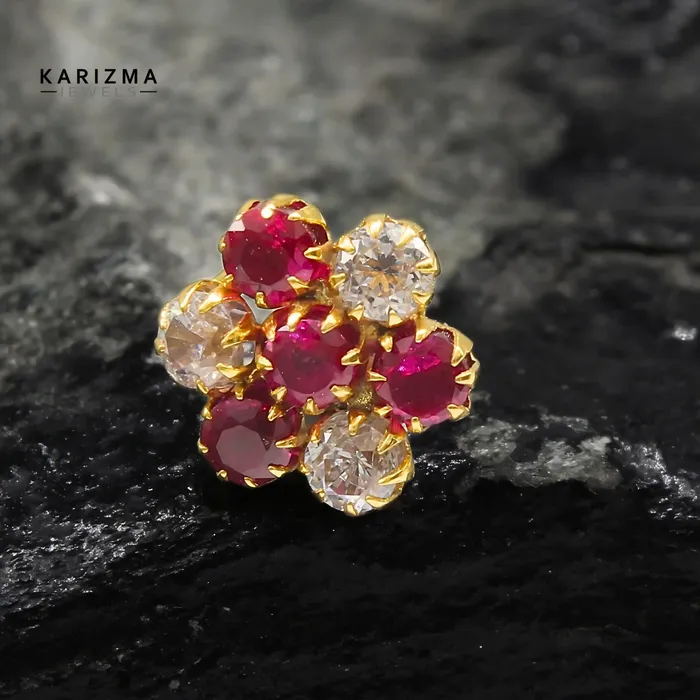Rings 14K Real Gold Indian Women CZ party wear Nose stud nose ring Push Pin Karizma Jewels Rings 14K Real Gold Indian Women CZ party wear Nose stud nose ring Push Pin Karizma Jewels