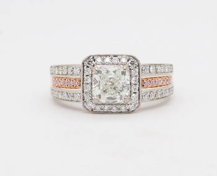 Rings 18KTT Simon G 139 Cttw Diamond Engagement ring 100 Ct Cushion cu FULLERS PURCHASE FROM PUBLIC Rings 18KTT Simon G 139 Cttw Diamond Engagement ring 100 Ct Cushion cu FULLERS PURCHASE FROM PUBLIC