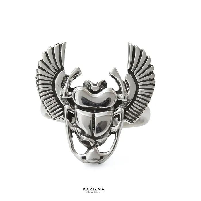 Rings Karizma Jewels 925 Sterling Silver Oxidized Unisex Scarab Ring