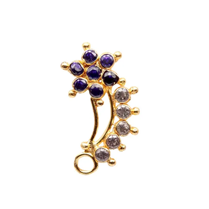 Rings Karizma Jewels Big Statement Indian Women Gold Plated Nose Stud CZ Twisted nose ring 22g