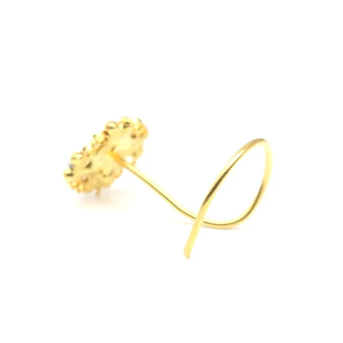 Rings Karizma Jewels Floral Gold Plated Nose Stud White CZ Twisted nose ring 24g