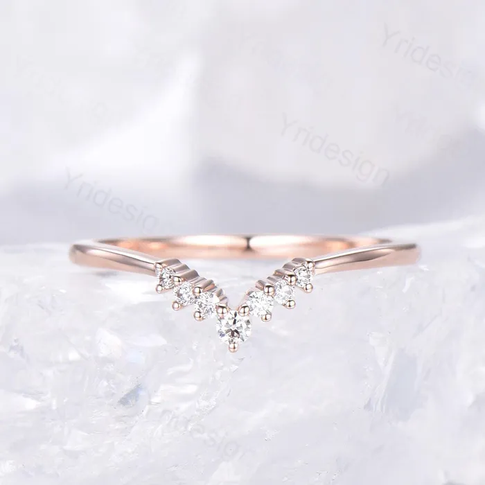Rings PENFINE Custom curved moissanite wedding band women silver rose gold diamond wedding ring matching stacking band for a princess cut engagement ring Rings PENFINE Custom curved moissanite wedding band women silver rose gold diamond wedding ring matching stacking band for a princess cut engagement ring
