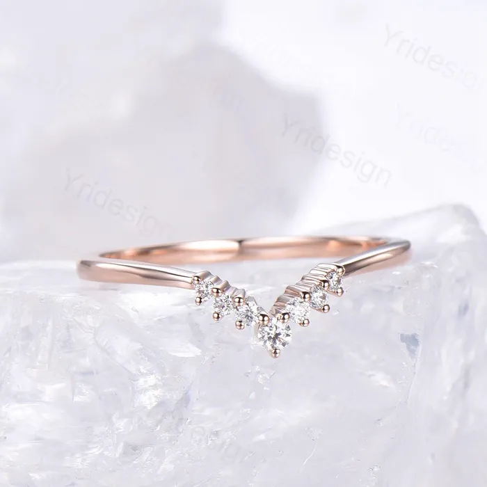 Rings PENFINE Custom curved moissanite wedding band women silver rose gold diamond wedding ring matching stacking band for a princess cut engagement ring Rings PENFINE Custom curved moissanite wedding band women silver rose gold diamond wedding ring matching stacking band for a princess cut engagement ring