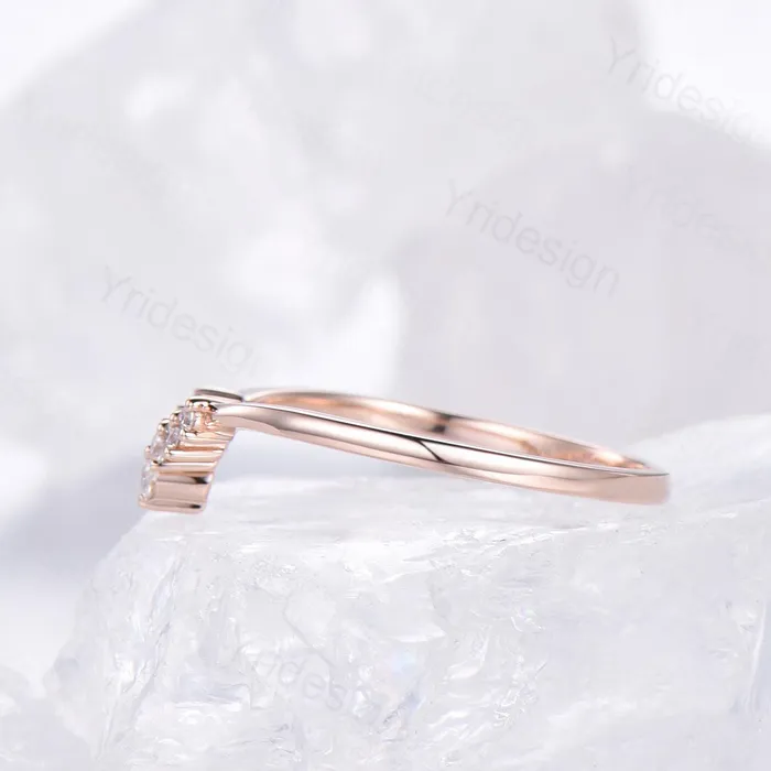 Rings PENFINE Custom curved moissanite wedding band women silver rose gold diamond wedding ring matching stacking band for a princess cut engagement ring Rings PENFINE Custom curved moissanite wedding band women silver rose gold diamond wedding ring matching stacking band for a princess cut engagement ring