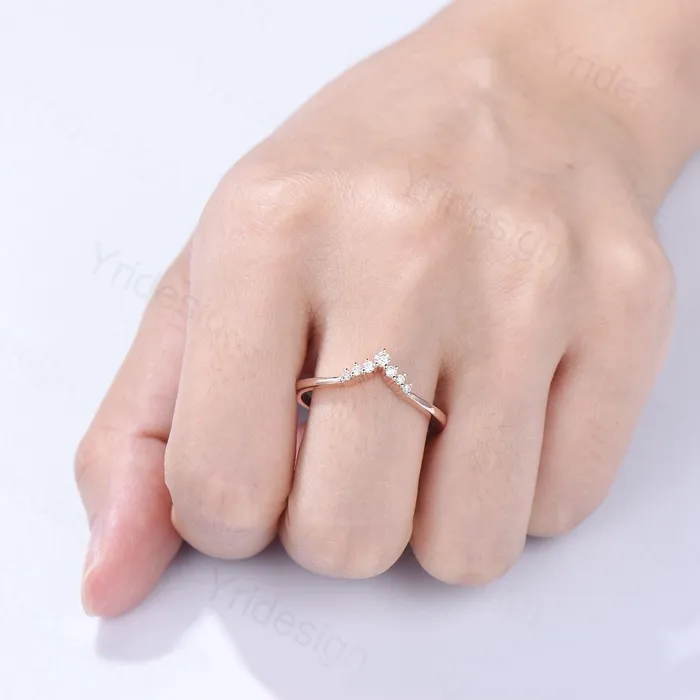 Rings PENFINE Custom curved moissanite wedding band women silver rose gold diamond wedding ring matching stacking band for a princess cut engagement ring Rings PENFINE Custom curved moissanite wedding band women silver rose gold diamond wedding ring matching stacking band for a princess cut engagement ring