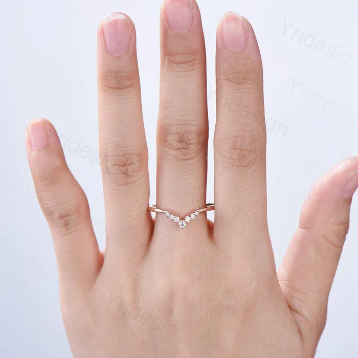 Rings PENFINE Custom curved moissanite wedding band women silver rose gold diamond wedding ring matching stacking band for a princess cut engagement ring Rings PENFINE Custom curved moissanite wedding band women silver rose gold diamond wedding ring matching stacking band for a princess cut engagement ring