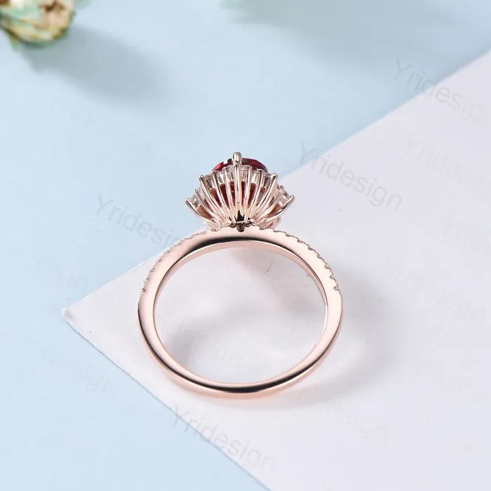 Rings PENFINE Vintage salt and pepper diamond engagement ring 14k rose gold Retro halo diamond pave set band antique promise ring anniversary gift for Her Rings PENFINE Vintage salt and pepper diamond engagement ring 14k rose gold Retro halo diamond pave set band antique promise ring anniversary gift for Her