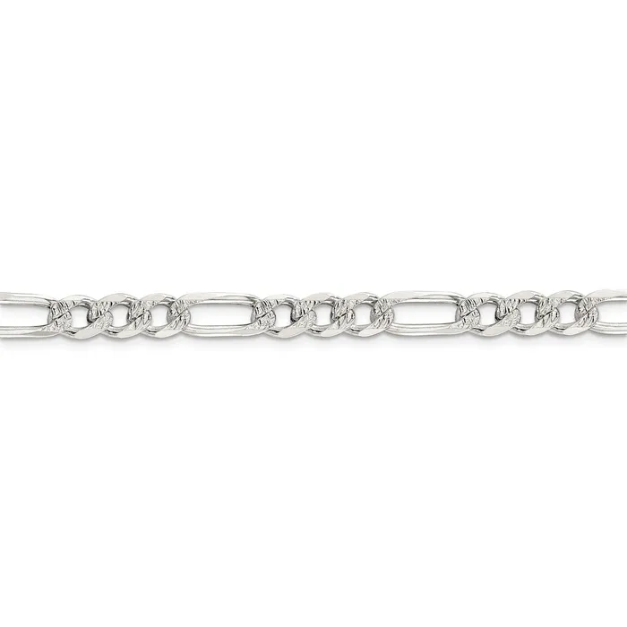 Rings Sterling Silver 7mm Pav Flat Figaro ChainWBCQFF18022 WB Choice Jewelry Rings Sterling Silver 7mm Pav Flat Figaro ChainWBCQFF18022 WB Choice Jewelry