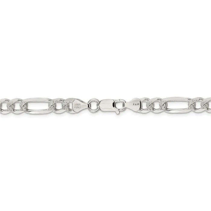 Rings Sterling Silver 7mm Pav Flat Figaro ChainWBCQFF18022 WB Choice Jewelry Rings Sterling Silver 7mm Pav Flat Figaro ChainWBCQFF18022 WB Choice Jewelry