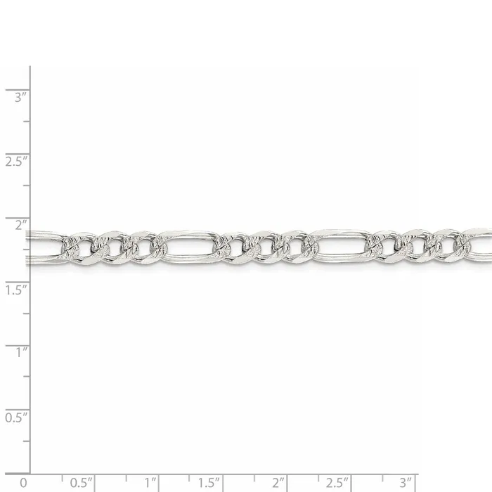 Rings Sterling Silver 7mm Pav Flat Figaro ChainWBCQFF18022 WB Choice Jewelry Rings Sterling Silver 7mm Pav Flat Figaro ChainWBCQFF18022 WB Choice Jewelry