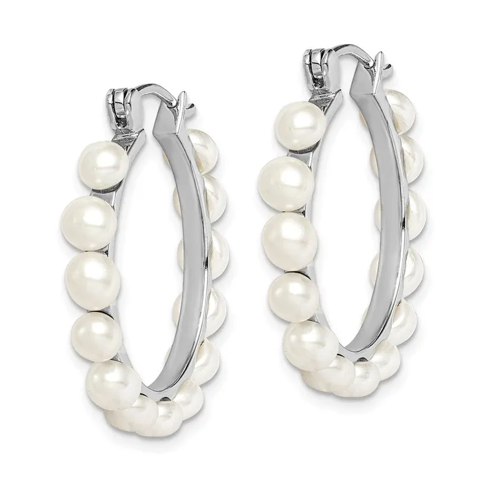 Rings Sterling Silver Rhodiumplated 45mm White FWC Pearl HoopsWBCQE12753 WB Choice Jewelry
