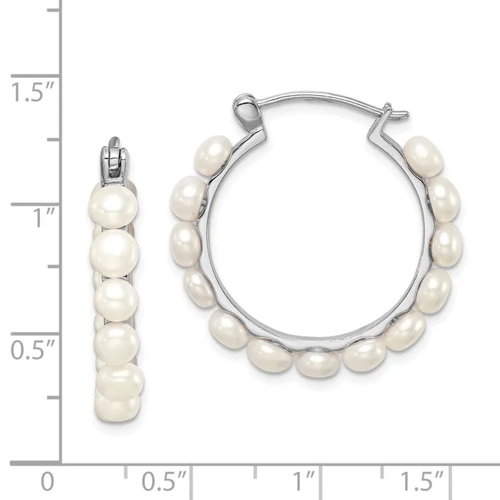 Rings Sterling Silver Rhodiumplated 45mm White FWC Pearl HoopsWBCQE12753 WB Choice Jewelry