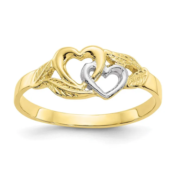 Rings WB Choice Jewelry 10K White Rhodium Polished 2 Hearts RingWBC10K2071 Rings WB Choice Jewelry 10K White Rhodium Polished 2 Hearts RingWBC10K2071