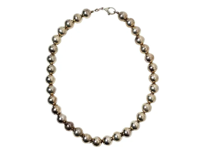 Silver Beaded Necklace Vintage by Misty Necklaces