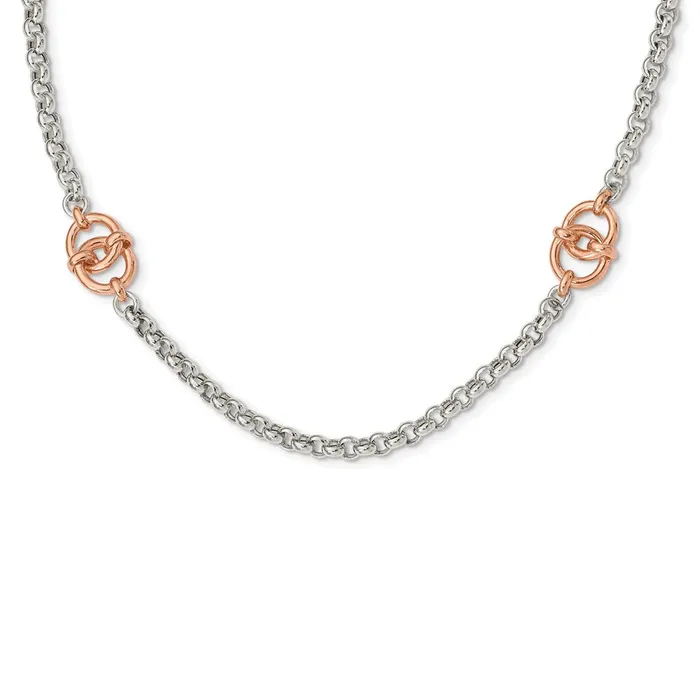 Sterling Silver and Rosetone Polished w1 in ext Fancy NecklaceWBCQG527336 WB Choice Jewelry Necklaces Sterling Silver and Rosetone Polished w1 in ext Fancy NecklaceWBCQG527336 WB Choice Jewelry Necklaces