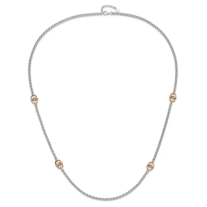 Sterling Silver and Rosetone Polished w1 in ext Fancy NecklaceWBCQG527336 WB Choice Jewelry Necklaces Sterling Silver and Rosetone Polished w1 in ext Fancy NecklaceWBCQG527336 WB Choice Jewelry Necklaces