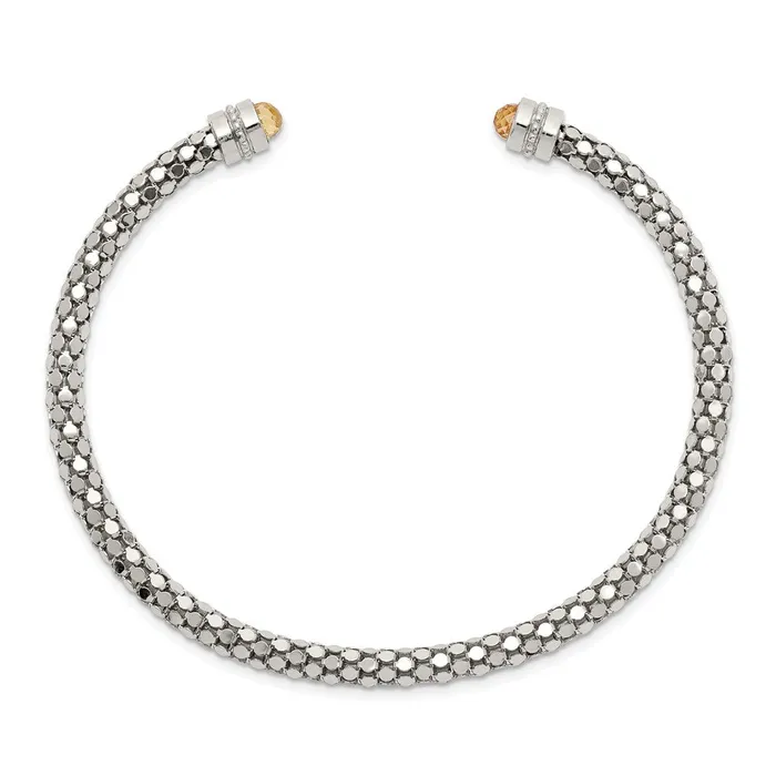 Sterling Silver Citrine Textured Cuff BraceletWBCQG4807 WB Choice Jewelry Bracelets Sterling Silver Citrine Textured Cuff BraceletWBCQG4807 WB Choice Jewelry Bracelets