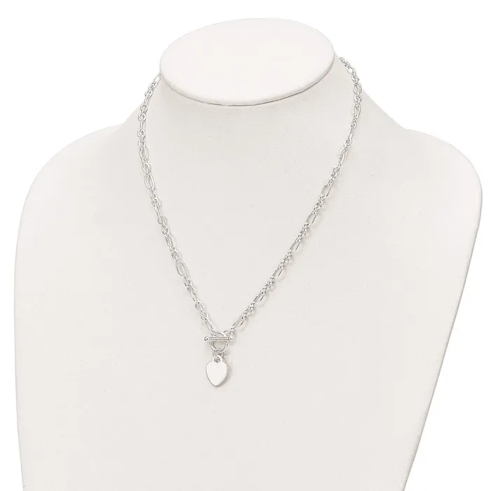 Sterling Silver Polished Heart Charm Fancy Link NecklaceWBCQG608718 WB Choice Jewelry Necklaces Sterling Silver Polished Heart Charm Fancy Link NecklaceWBCQG608718 WB Choice Jewelry Necklaces