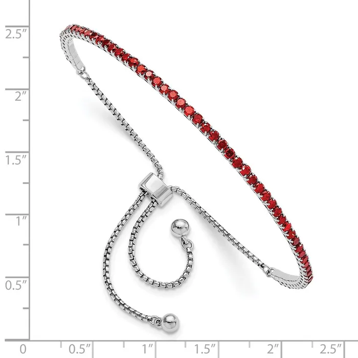 Sterling Silver RhodPlated January Red CZ Adjustable BraceletWBCQG5696JAN WB Choice Jewelry Bracelets Sterling Silver RhodPlated January Red CZ Adjustable BraceletWBCQG5696JAN WB Choice Jewelry Bracelets